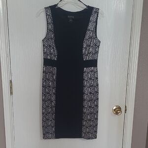 Express Black and White Patterned Midi Dress